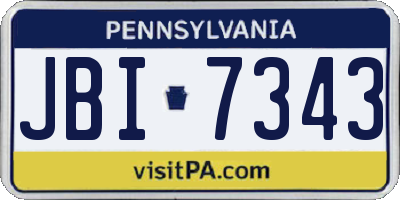 PA license plate JBI7343