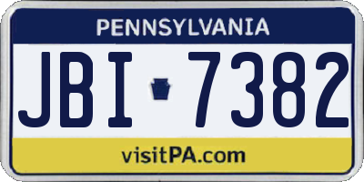 PA license plate JBI7382