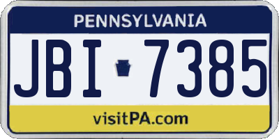 PA license plate JBI7385