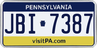 PA license plate JBI7387