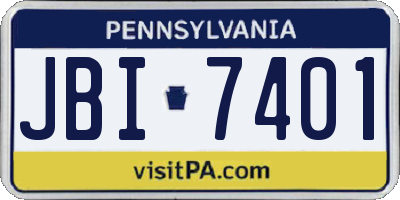 PA license plate JBI7401