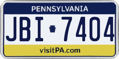 PA license plate JBI7404
