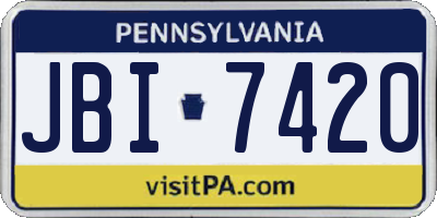 PA license plate JBI7420
