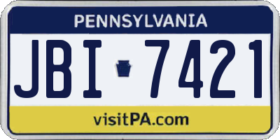 PA license plate JBI7421