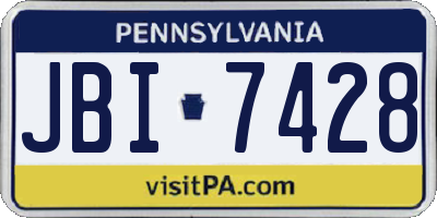 PA license plate JBI7428