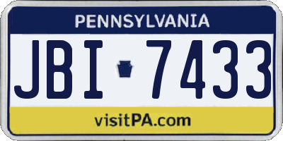 PA license plate JBI7433