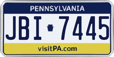 PA license plate JBI7445