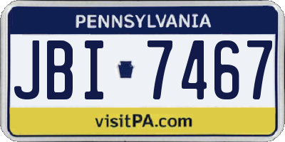 PA license plate JBI7467