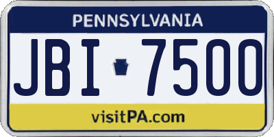 PA license plate JBI7500