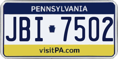 PA license plate JBI7502