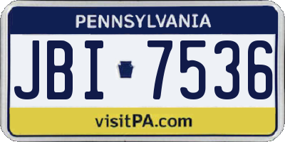 PA license plate JBI7536