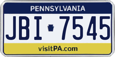 PA license plate JBI7545