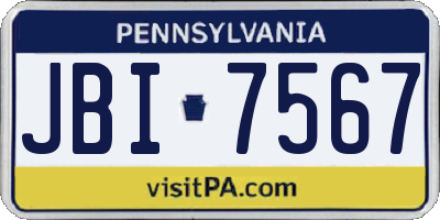 PA license plate JBI7567