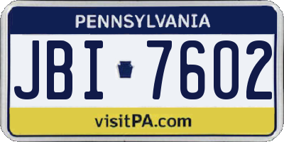 PA license plate JBI7602