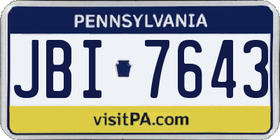 PA license plate JBI7643