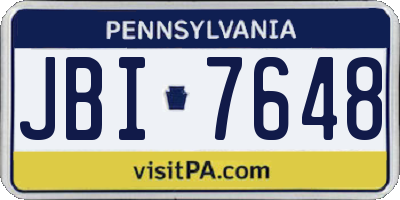 PA license plate JBI7648