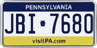 PA license plate JBI7680