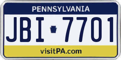 PA license plate JBI7701