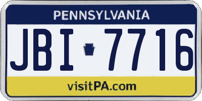 PA license plate JBI7716