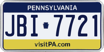 PA license plate JBI7721