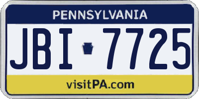 PA license plate JBI7725