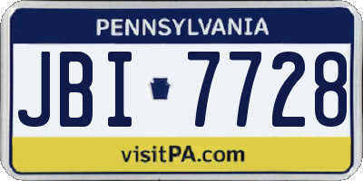 PA license plate JBI7728