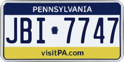 PA license plate JBI7747