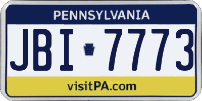 PA license plate JBI7773