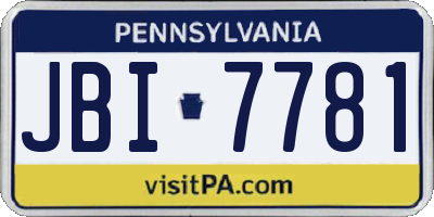 PA license plate JBI7781