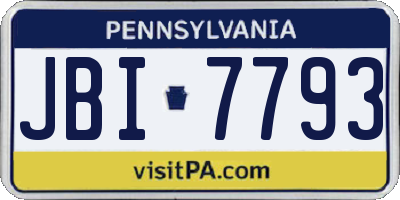 PA license plate JBI7793