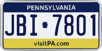 PA license plate JBI7801