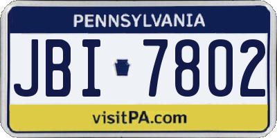 PA license plate JBI7802
