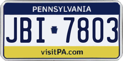 PA license plate JBI7803