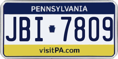 PA license plate JBI7809