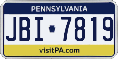 PA license plate JBI7819