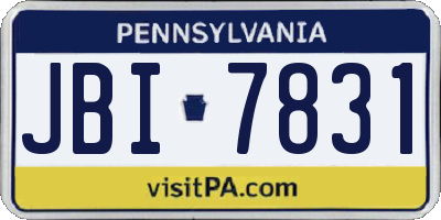 PA license plate JBI7831