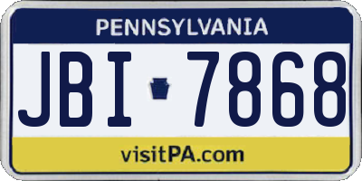 PA license plate JBI7868