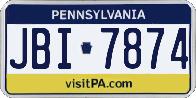 PA license plate JBI7874