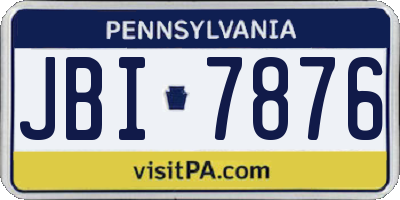 PA license plate JBI7876