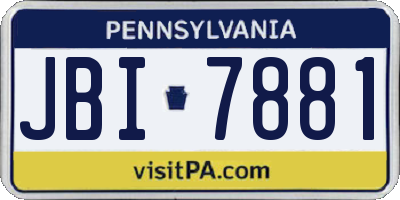 PA license plate JBI7881