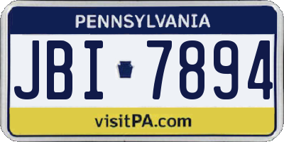 PA license plate JBI7894