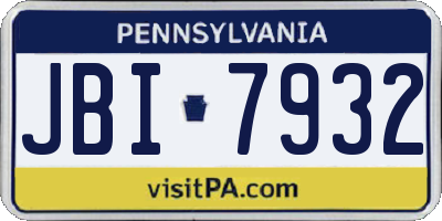 PA license plate JBI7932