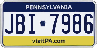 PA license plate JBI7986