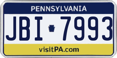 PA license plate JBI7993