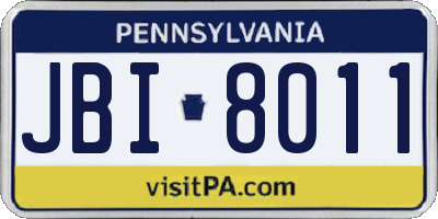 PA license plate JBI8011