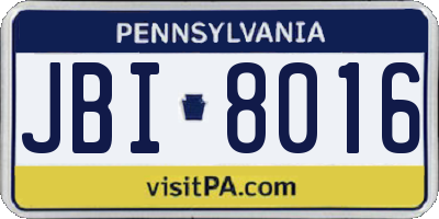 PA license plate JBI8016