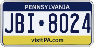 PA license plate JBI8024