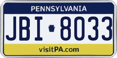 PA license plate JBI8033