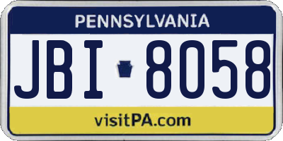PA license plate JBI8058