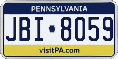 PA license plate JBI8059